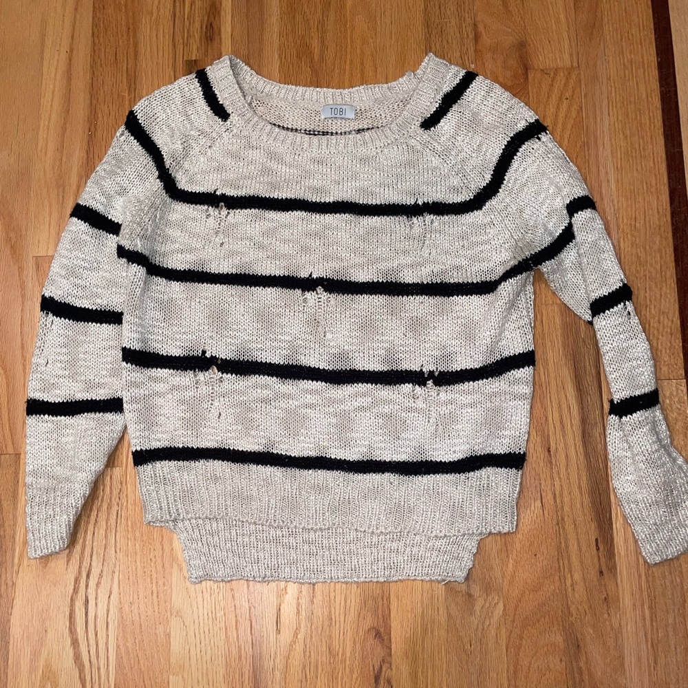 Distressed Striped Sweater